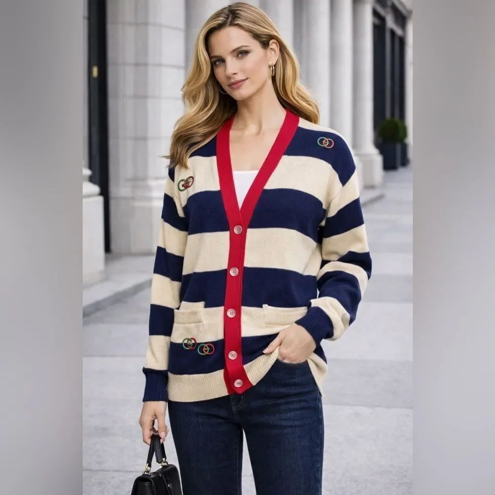 Gucci Interlocking GG Striped Cardigan by Alessandro Michele – Men’s M